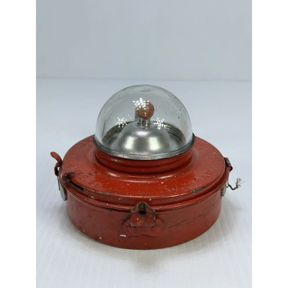 Rare 1930's Embury Mfg Co Warsaw NY USA Red Metal Magnifying Glass Top Lantern